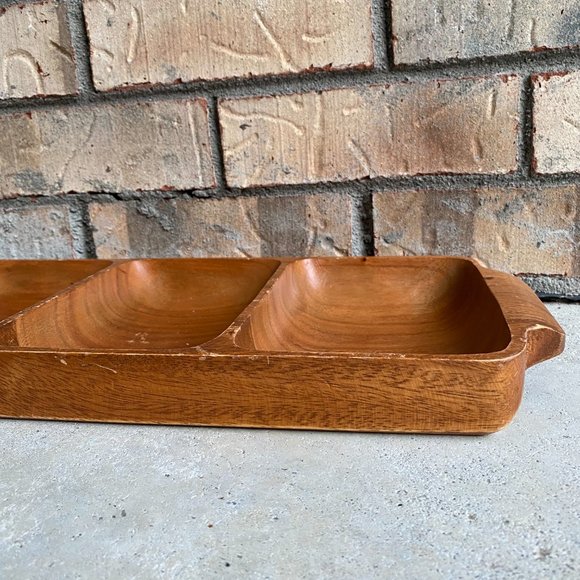 Vintage 3 Section Wooden Organizing Trinket Tray - Picture 6 of 11